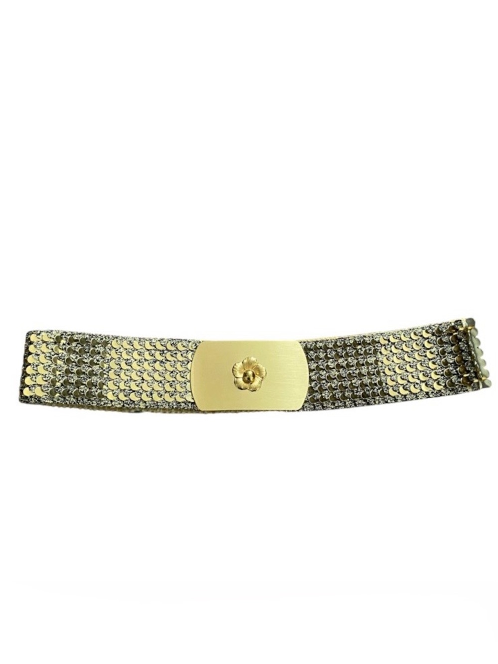 Vintage 1980s Elastic Gold-Tone Fish Scale Belt Women’s Small